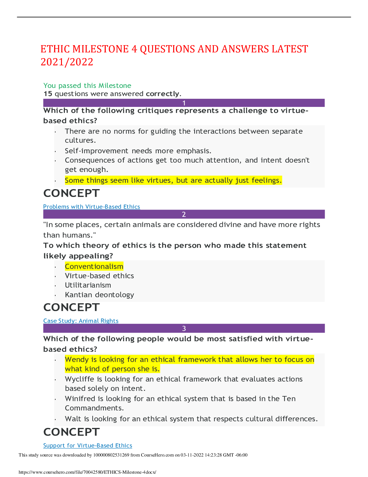 Preview image for ETHIC MILESTONE 4 QUESTIONS AND ANSWERS LATEST 2021/2022,100%  CORRECT